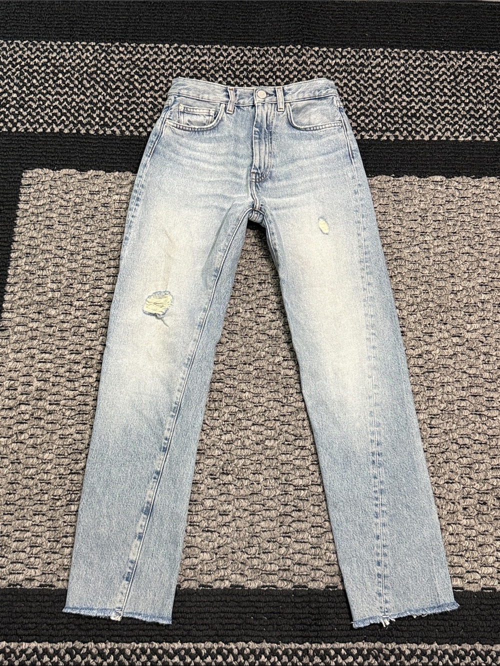 Totême Twisted Seam Denim Jeans Women's 24 High Rise Straight Distressed Casual